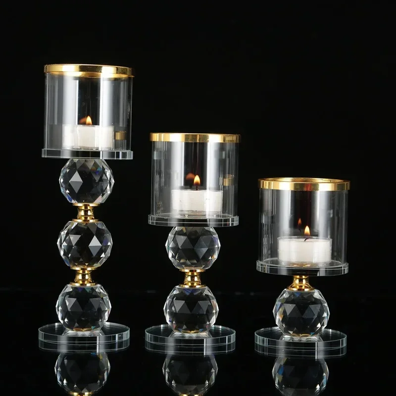 3pcs / set Crystal Candle Stick Holders Stand Coffee Table Living and Dinning Room Candlestick Table Centerpieces for Candles