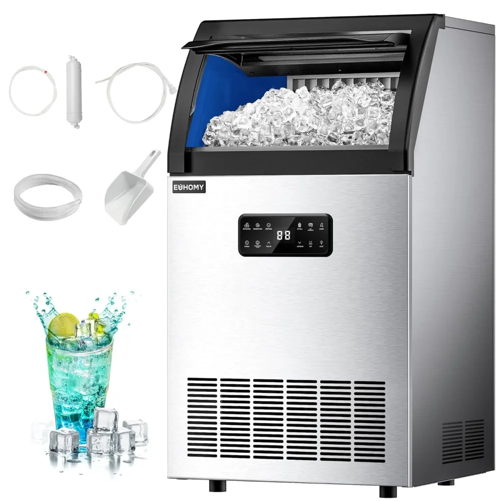 

Commercial Ice Maker,100lbs/24H,Stainless Steel Under Counter Ice Machine with Water Filter,33lbs Storage Capacity