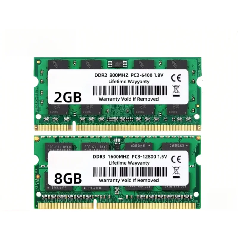 DDR2 DDR3 SODIMM Notebook RAM 1GB 2GB 4GB 8GB 1066 1333 1600 1866MHz 204pin Non-ECC Unbuffered Laptop Memory