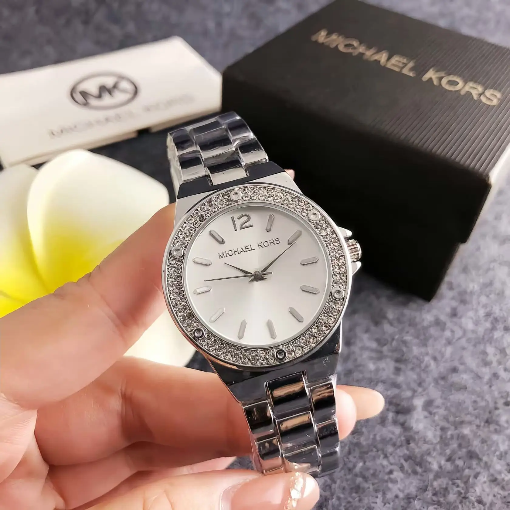 Michael Kors Fashion Luxury Women's Watch Bag MK Classic Stainless Steel Quartz Exquisite Compact Watch Wallet Girl Gift