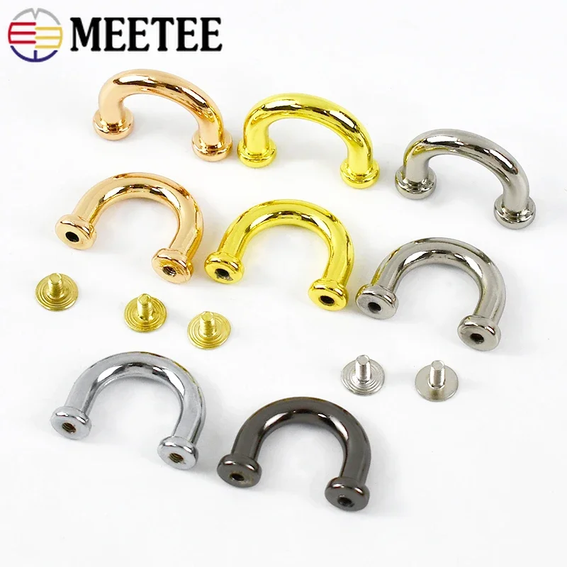 

10/20Pcs 9/16mm Metal Buckle U Rings for Handbag Connector Bag Arch Bridge with Screw DIY Strap Hanger Hardware Accessories