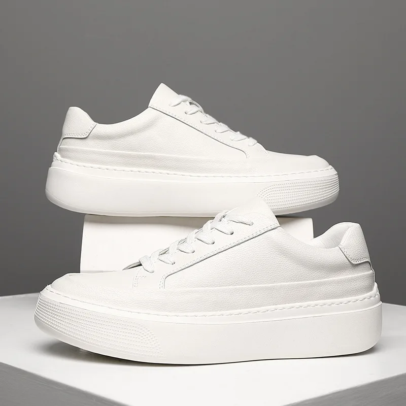 

Мужская обувь, новинка весны 2024, белые туфли из натуральной кожи, мужские дышащие универсальные мужские кроссовки без шнуровки, повседневная обувь