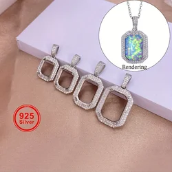 Multi-size square pendant setting s925 sterling silver material minimalist necklace blank settings for crafting jewelry