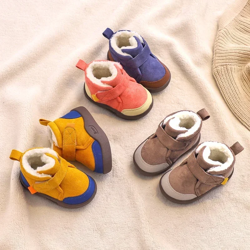 Newborn Baby Snow Boots For Girls Boys Autumn Winter Fluff Warm Toddler First Walkers Shoes Soft Sole Anti-slip Kids Sneakers