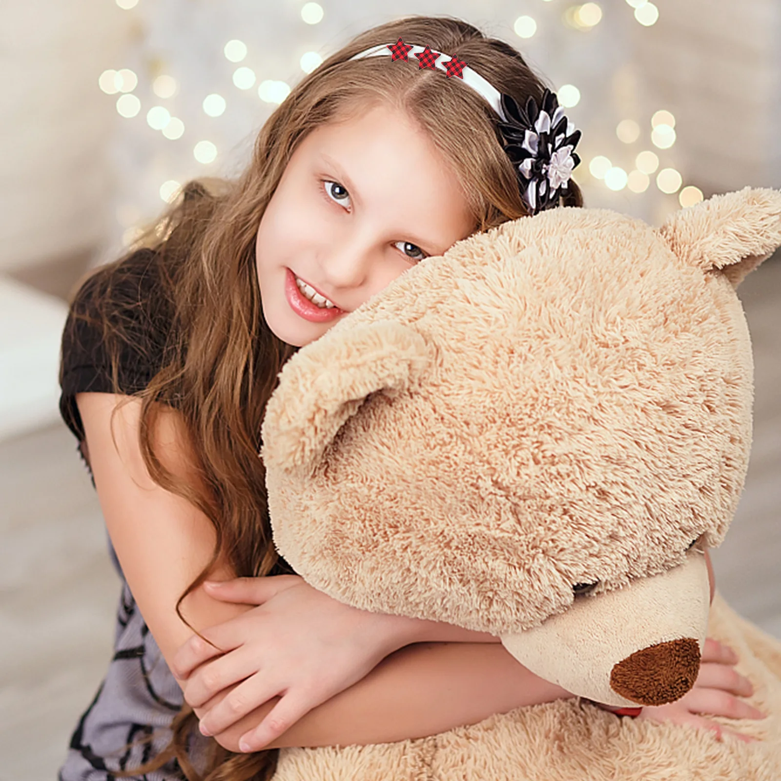 

100Pcs Christmas Five Pointed Star Decoration Plaid Lattice Cloth Ornament DIY Handcraft Material Star Decoration for Xmas