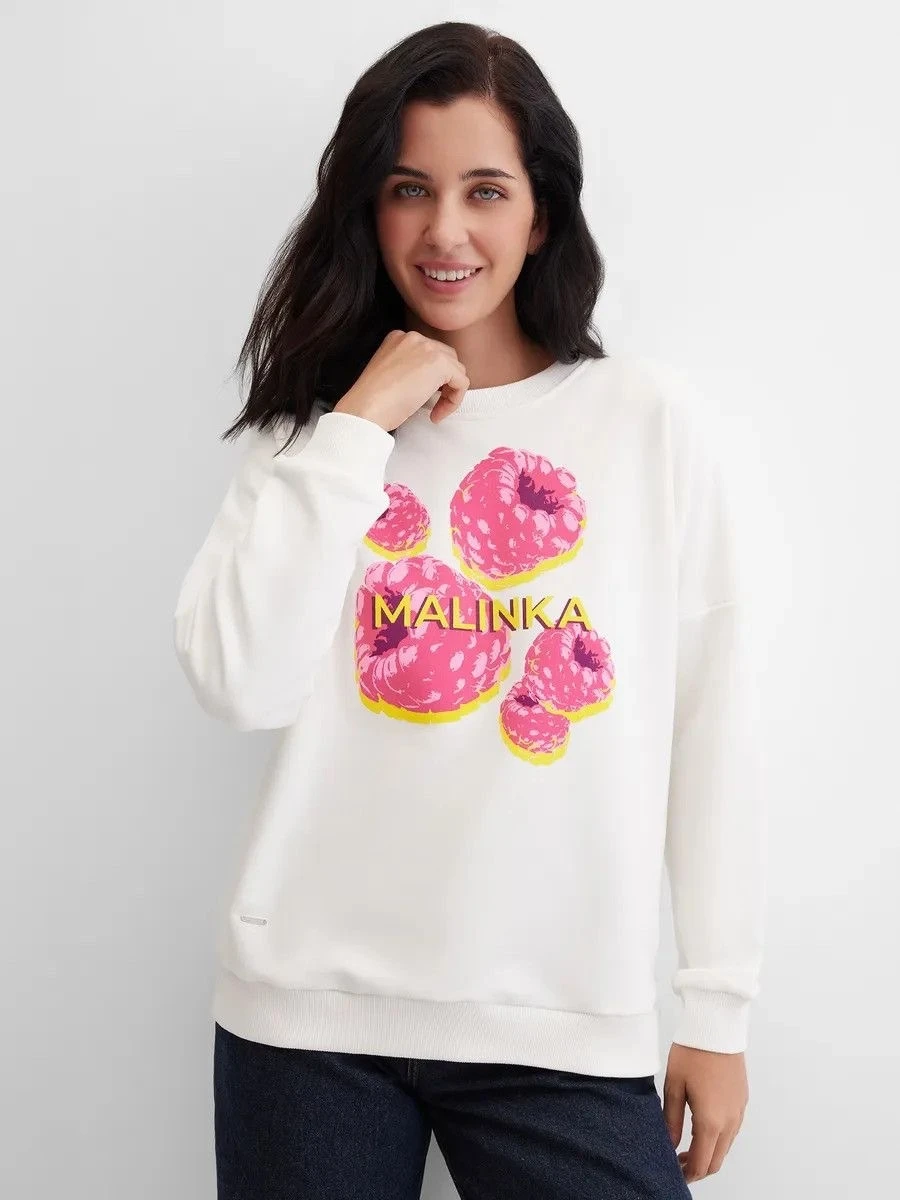 Faionable Casual Loose round Ne Long Sve Printed Sweatirt Top Women's Comfortable Breathable Streetwear Sle