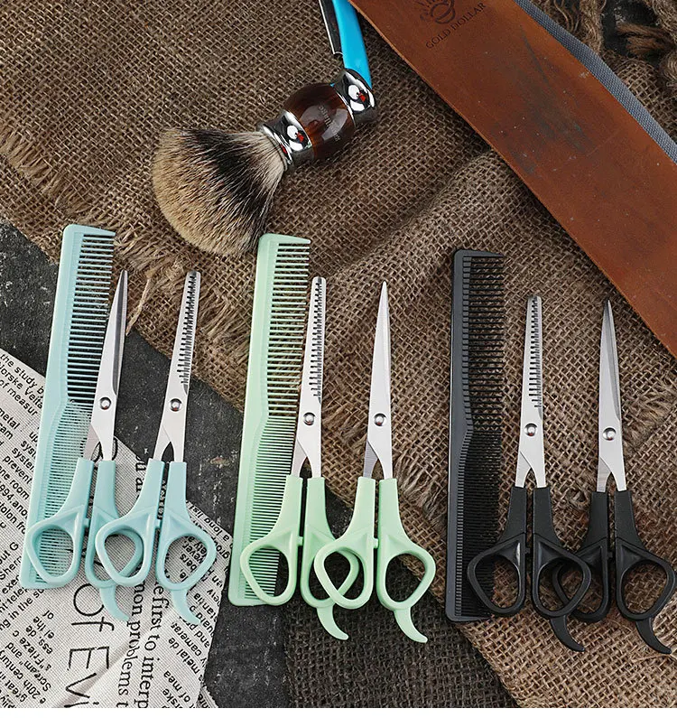 Haircut Scissors Set para crianças e bebê, pente liso, ferramentas de beleza, tesoura de cabelo, ferramentas de barbeiro, 3 PCs por conjunto