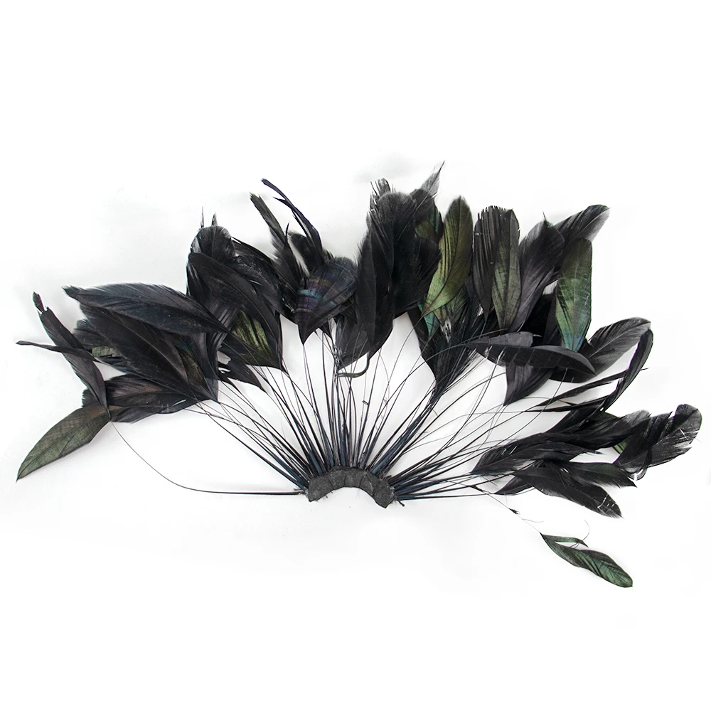 Natural Colorful Dyed Rooster Feathers Strung Craft Ribbon 1Pcs For Carnival Party Costume Clothing Headdress Decoration DIY