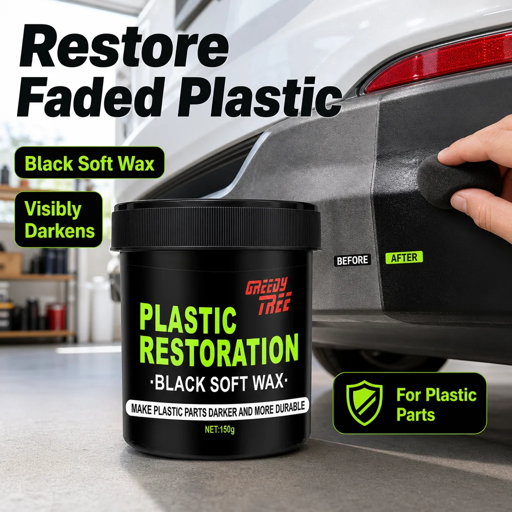 Car Plastic Restoration Wax Darken Faded Auto Trim Restore Black Shine Provide Long‑Lasting Protective Effect for Plastic Parts