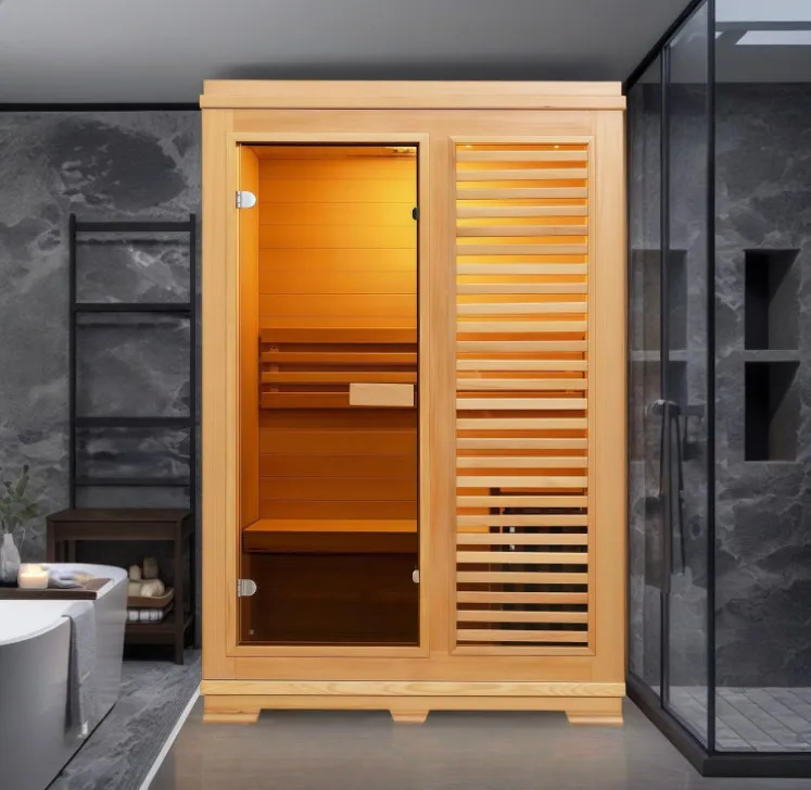 

Традиционная паровая сауна на 2 человек из канадского хемлока, сауна-кабина для дома, 8-миллиметровое закаленное стекло, роскошный домашний сауна-комплекс