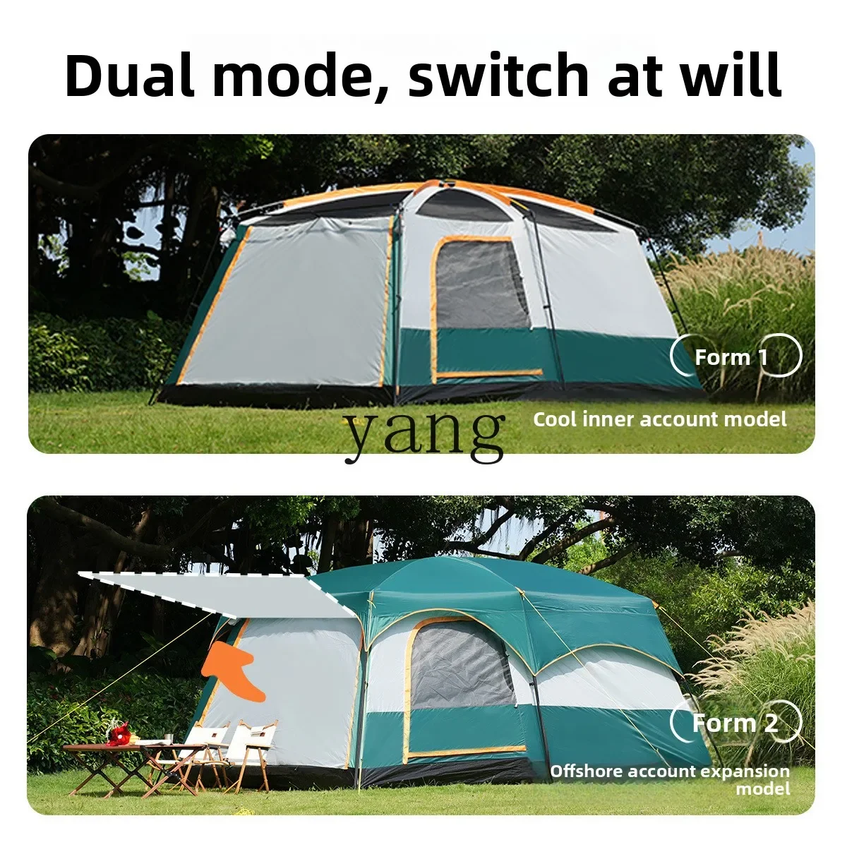 CX Park Camping Tent Two Rooms One Living Room Camping Outdoor Sunscreen Windproof Panoramic