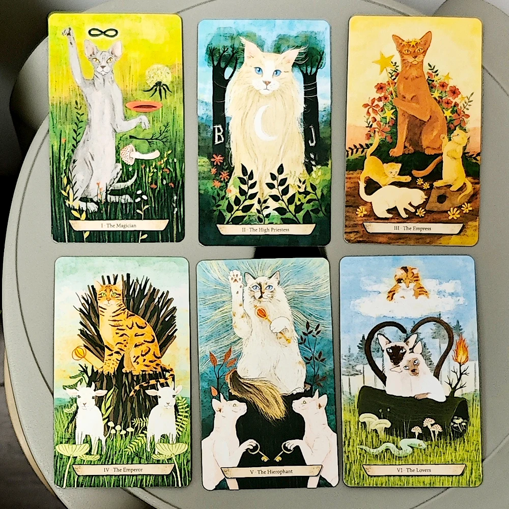 Enchanted Forest Felines Tarot Deck 78 Pcs Tarot Cards 10.3*6cm Based on Rider System Experience The Power of Cat-omancy