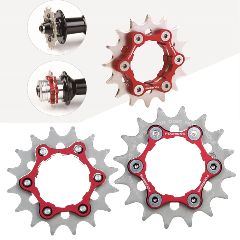 FOURIERS FIXED GEAR CHAINRING Single Speed cog Adapter For Disc Hub 6 Hole and Cassette Hub Teeth 16T-23T