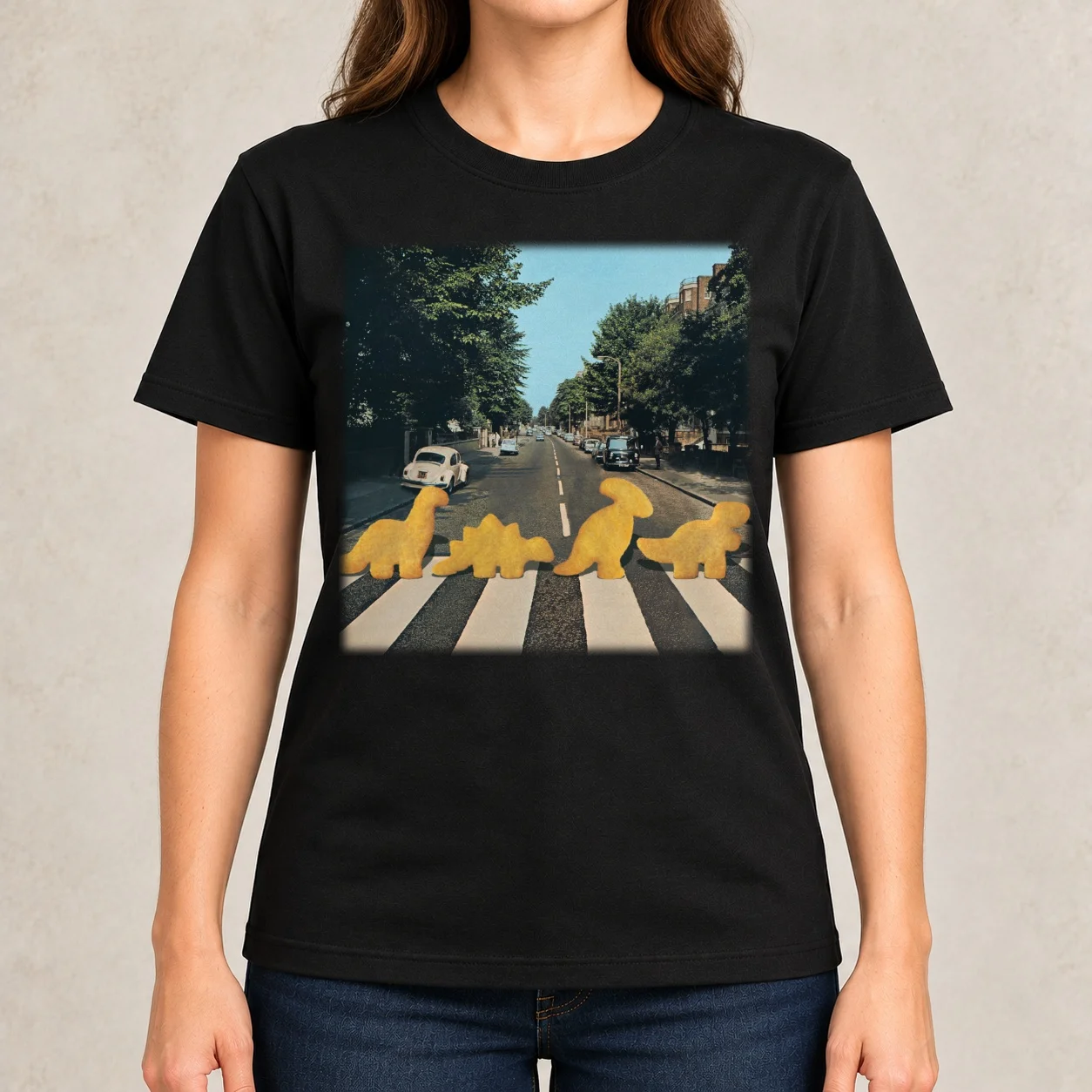 Dinosaur chicken nuggets - nuggie road Women T-Shirt Blouse summer clothes funny clothes for woman