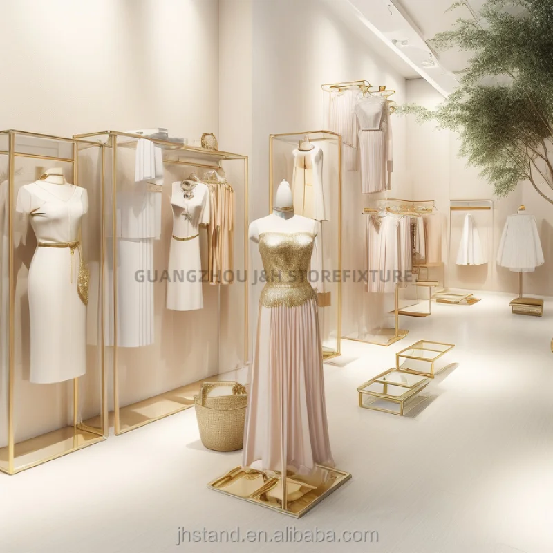 aangepast. Detailhandel Winkel Decoratie Ontwerp Aangepaste Display Rack Kledingwinkel Front Decor Mode Moderne Bruidswinkel Furn