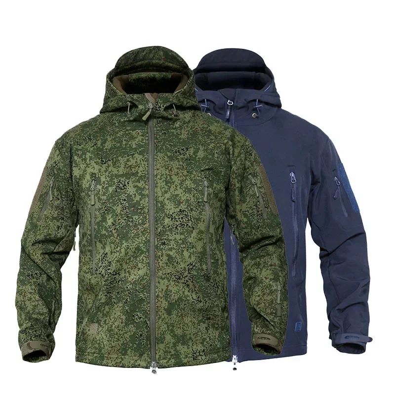 MEGE Men's Military Camouflage Fleece Tactical Jacket Men Waterproof  Softshell Windbreaker Winter Army Hooded Coat Hunt Clothes