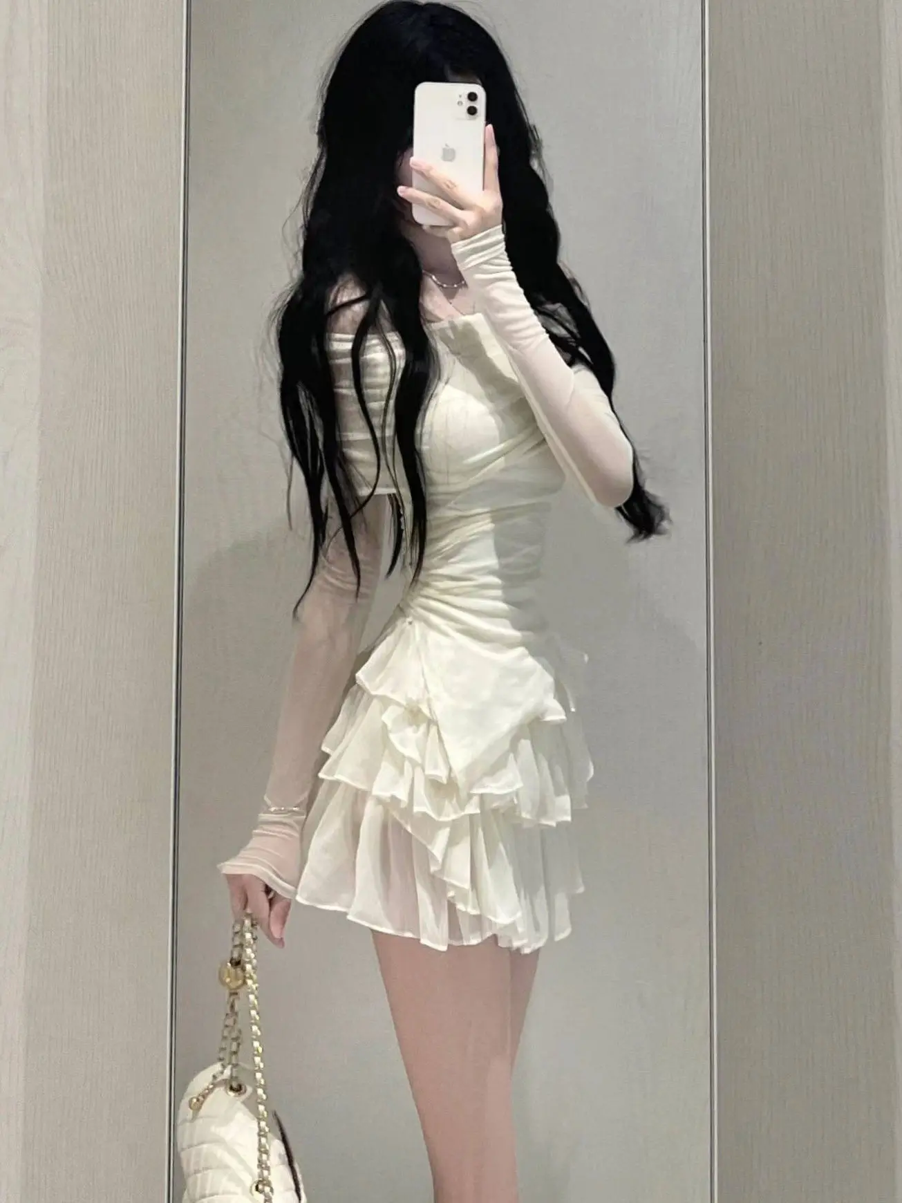 

Sweet And Spicy Women's Summer Slim Fit oulder Bared Long Sve Two-Piece Set Cake Skirt Sexy Faion Ensemble