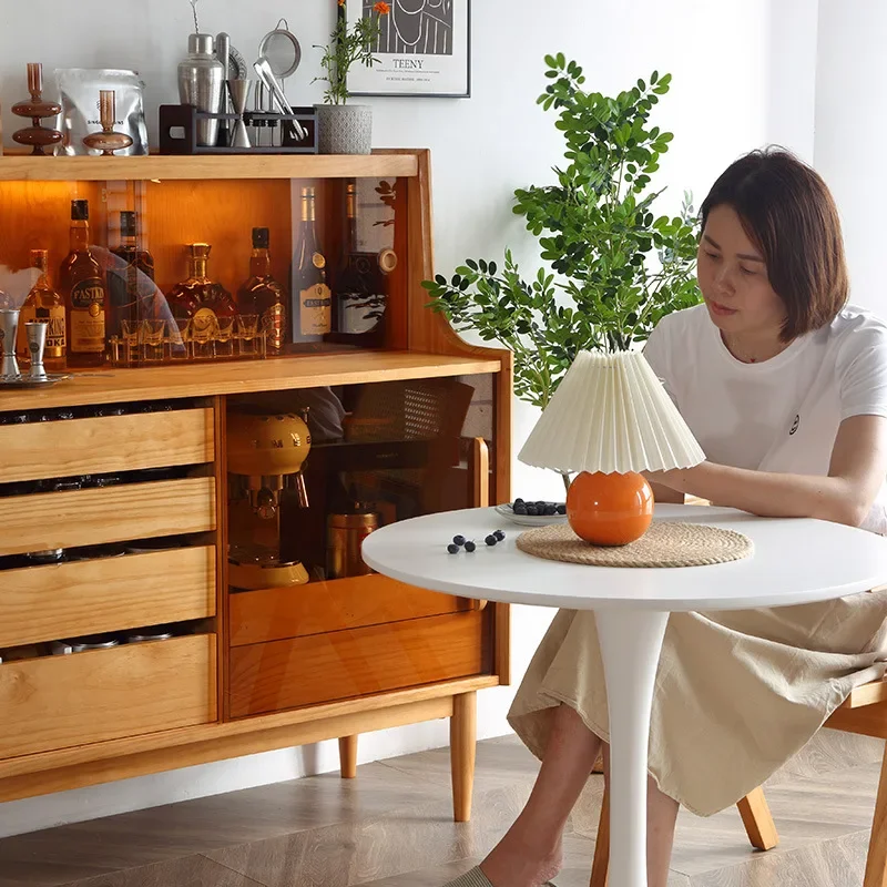 The product can be customized.Japanese-style solid wood sideboard, home living room against the wall, glass display cabinet, tea