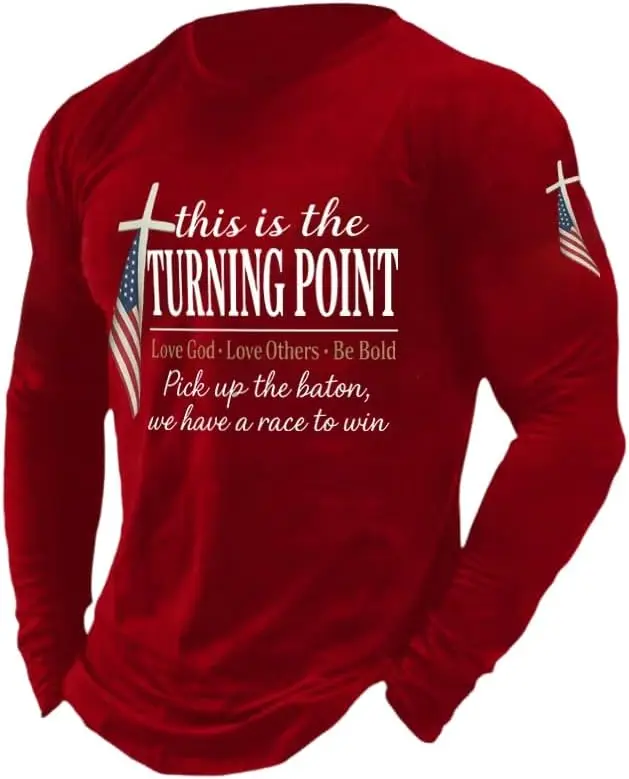 Men's Retro This is The Turning Point Print T-Shirt American Flag Sweatshirt