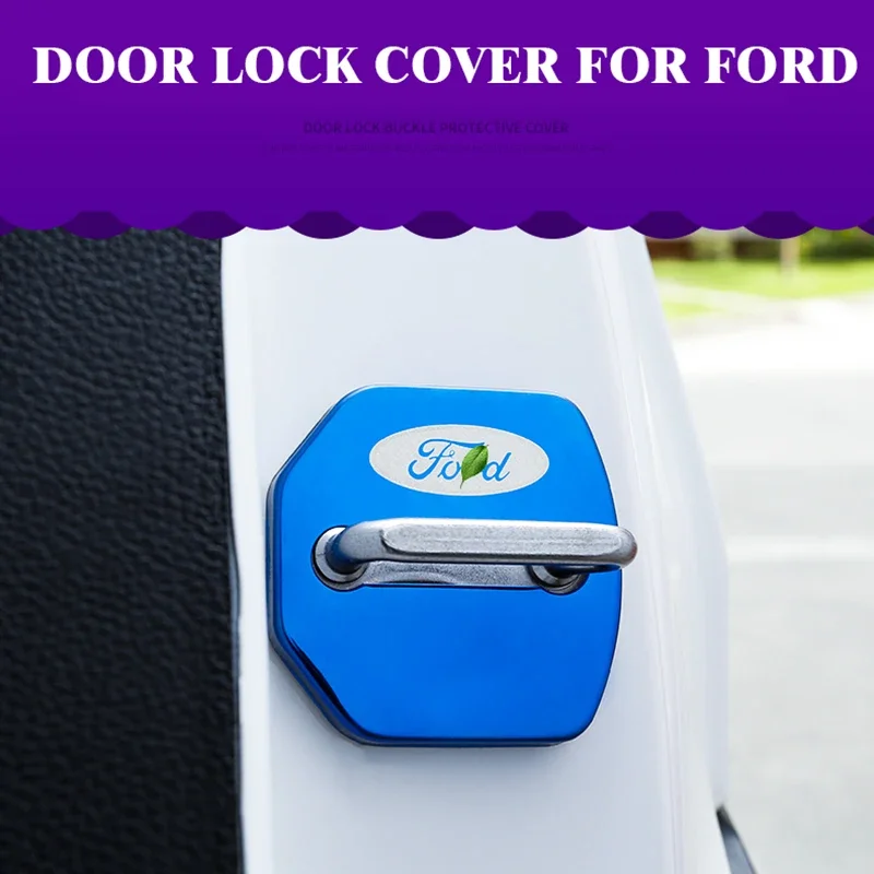 Stainless Steel Car Door Lock Buckle Protect Case Flags Emblem Cover For Ford Focus Edge 2018 2019 2020-2024 Auto Accessories