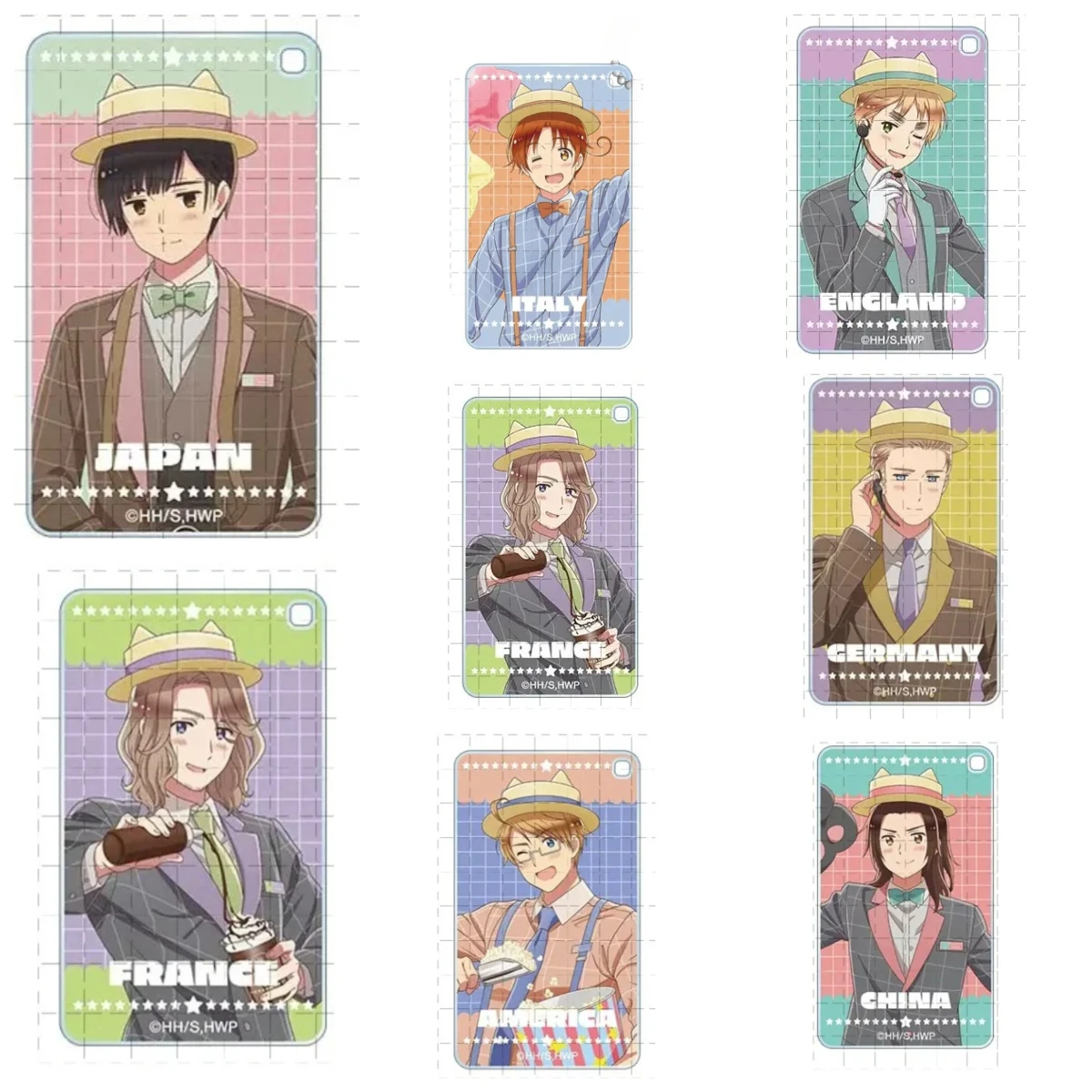Game APH England France Russia Germany America Japan Italy Keychain Doll Anime Acrylic Keyring Pendant for Gift