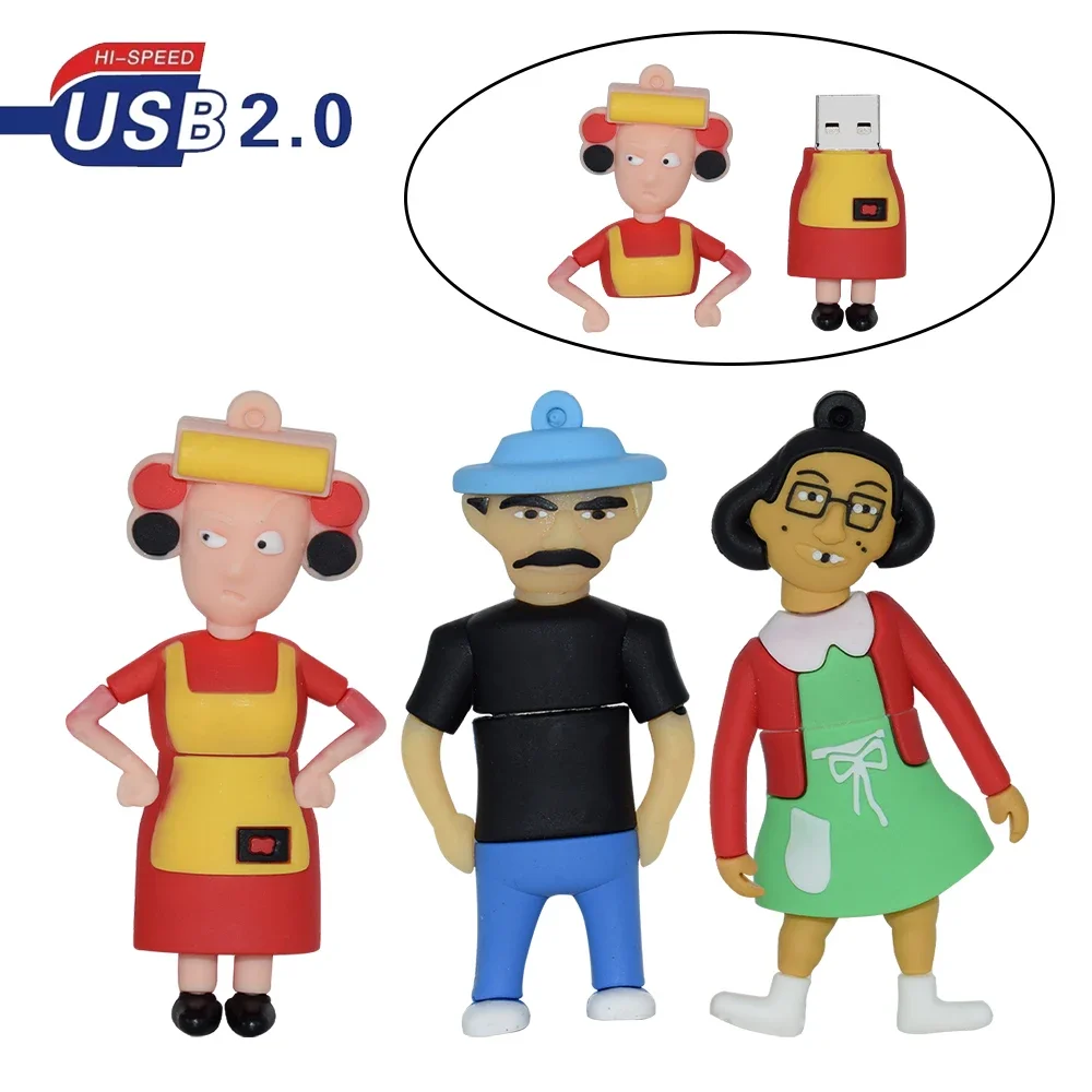 Cartoon Família Brasileira Memory Stick, Pen Drive à prova d'água, Memory Stick, USB 2.0, 64GB, 32GB, 8 GB, 16GB, 128 GB