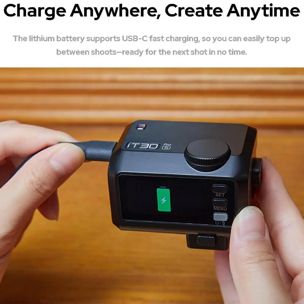 Godox iT30Pro 超軽量ミニ TTL フラッシュ、2.4GHz ワイヤレス、HSS 1/8000 秒、内蔵リチウム電池、2.8 インチ タッチスクリーン