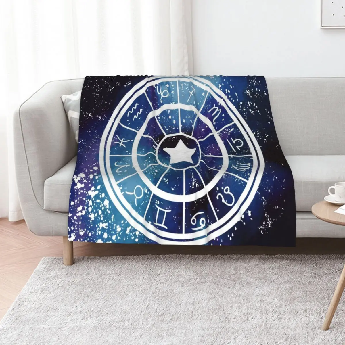 Zodiac Constellation Galaxy Wheel Throw Blanket No Pilling Soft Warm Blanket for Bed