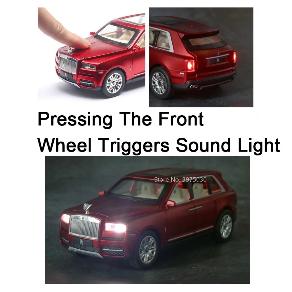 نموذج سيارة لعبة رولز-رويس كولينان للأطفال ، سبيكة دييكاست ، وظيفة سحب الظهر ، ضوء الصوت ، اللعب ، السيارة ، الهدايا ،
