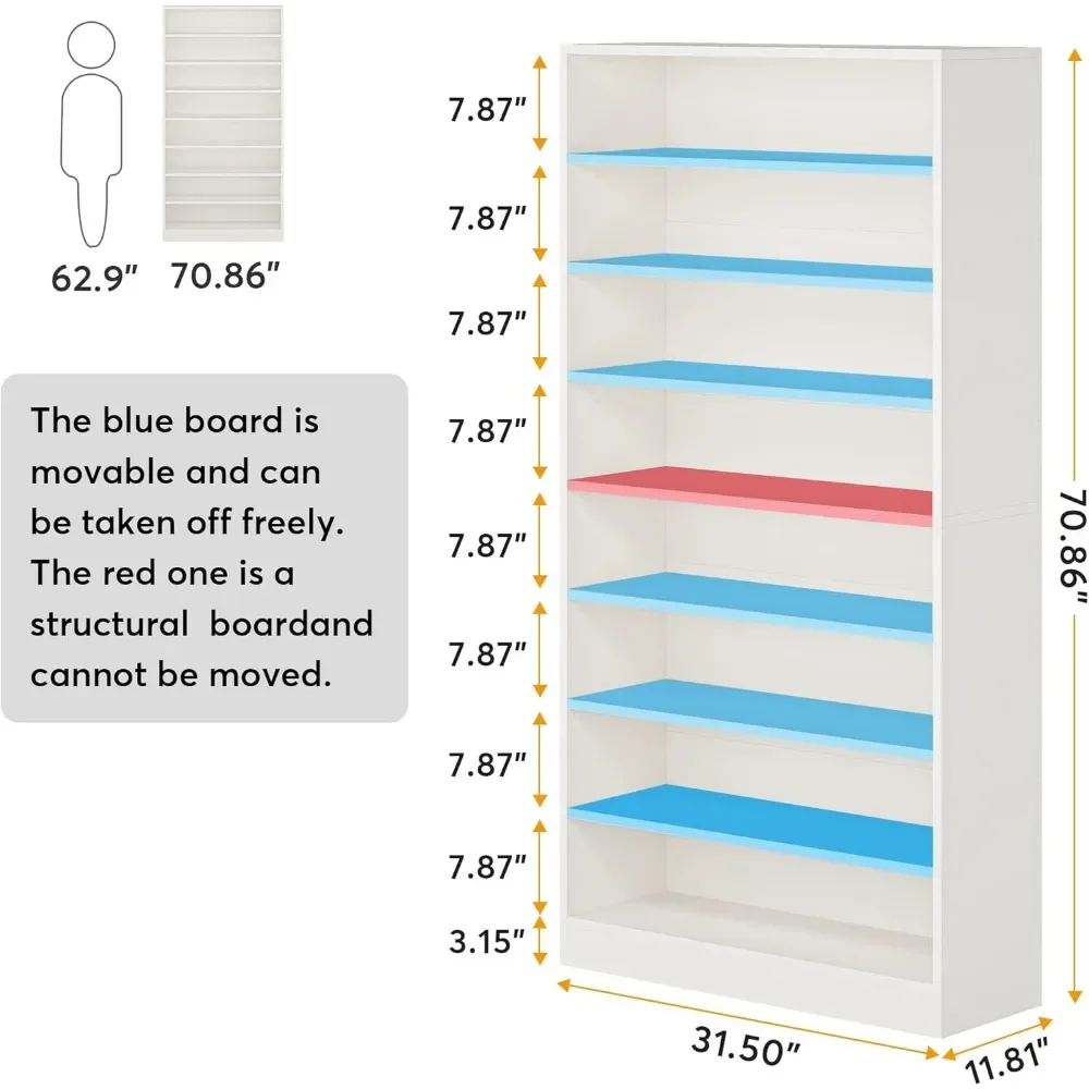 2PCS Shoe Cabinet, 9 Tiers, 70.8'' Tall Shoe Cabinet with Open Storage, Wood Freestanding Shoe Storage Cabinets