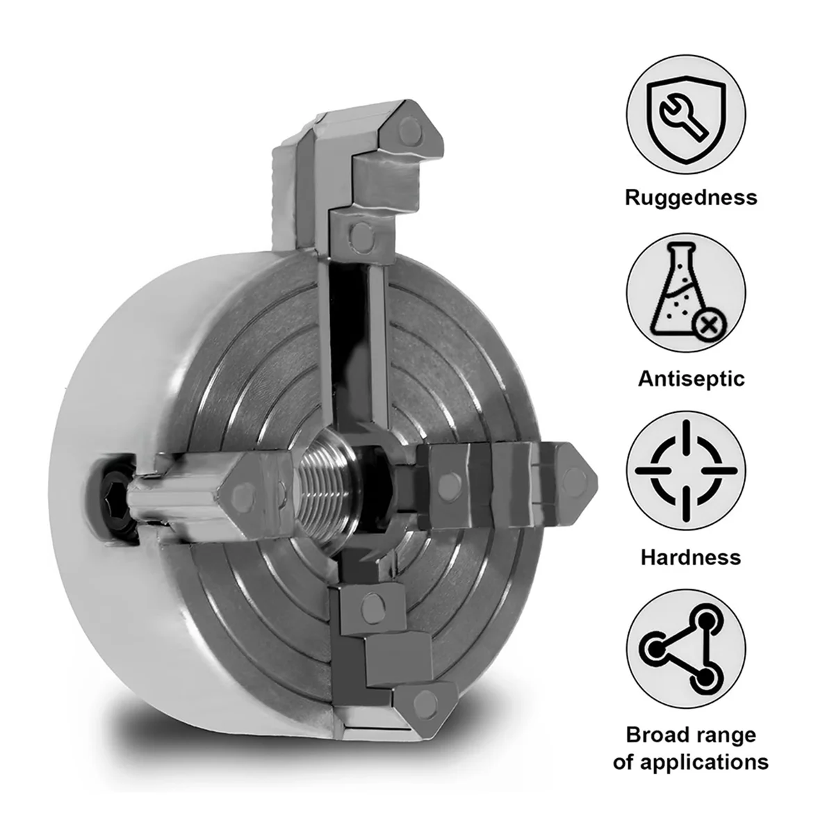 4 Jaw Lathe Chuck,Zinc Alloy Self-Centering Lathe Chuck Set with Wrench and Connecting Rod,Sturdy,for Woodworking Lathes