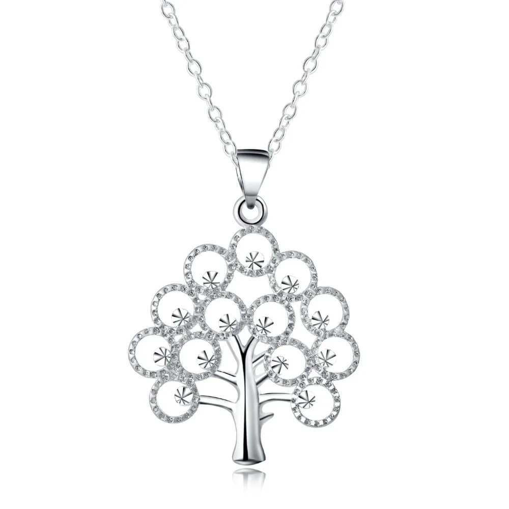 

Ginstonelate Charms Wedding 925 Sterling Silver New Cute Lady Women Necklace Tree Life Jewelry Fashion Cute Pendant Necklace