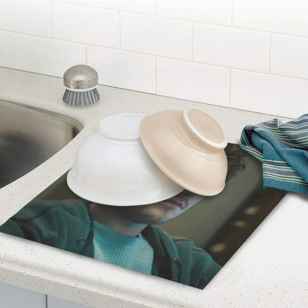 حصيرة تجفيف ي مع سيليكون قابل للغسل قابل للطي ، وسادة طعام ، تجفيف المائدة ، حصير أطباق ، Hutcherson ، مانع للإنزلاق