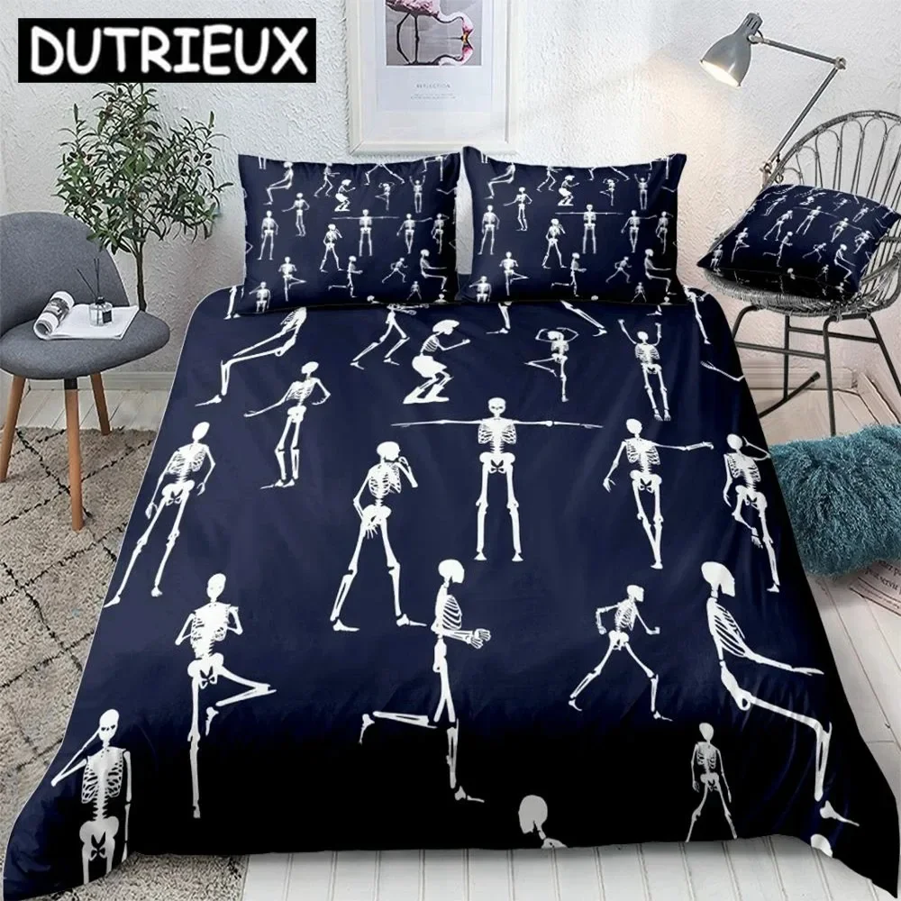 Skull Bedding Set Halloween Skull Duvet Cover Set Pumpki Beds Set Floral Skull Home Textiles Microfiber For Kids Boys Bedspread