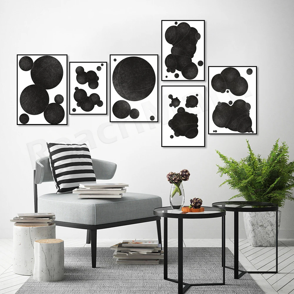 black and white, universe, planets, quantum physics, abstract art, ecology, physical chemistry poster canvas office wall decor