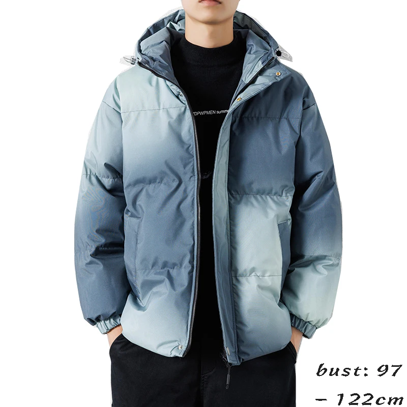 high quality winter hooded jacket and coat for men big size zipper quilted padding new 2023 causal outerwear clothing black blue