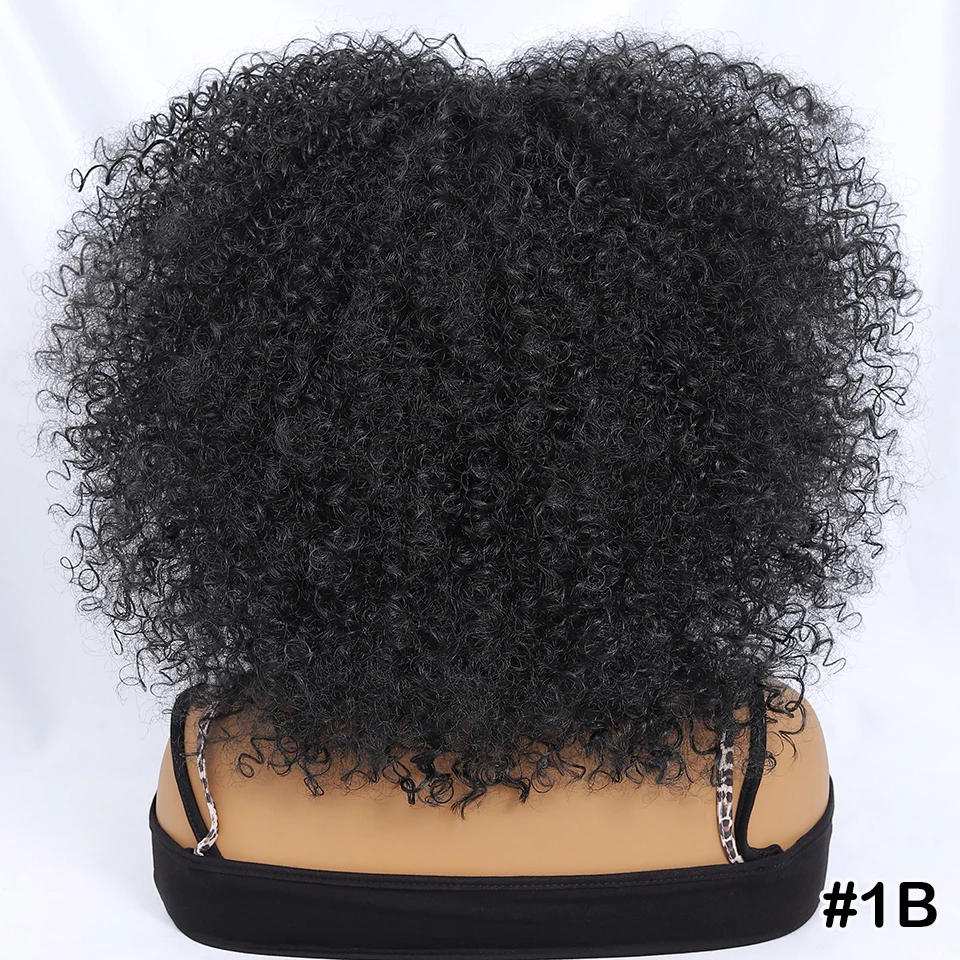 Pelucas Afro cortas sintéticas de color marrón ombré para mujeres negras, peluca rizada Bob de 14 pulgadas con flequillo, pelucas de Cosplay de pelo rizado rosa ombré