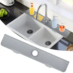 32Inch Silicone Faucet Mat Sink Splash Guard Longer Large Faucet Drain Drying Pad Countertop Protector for Bathroom Kitchen