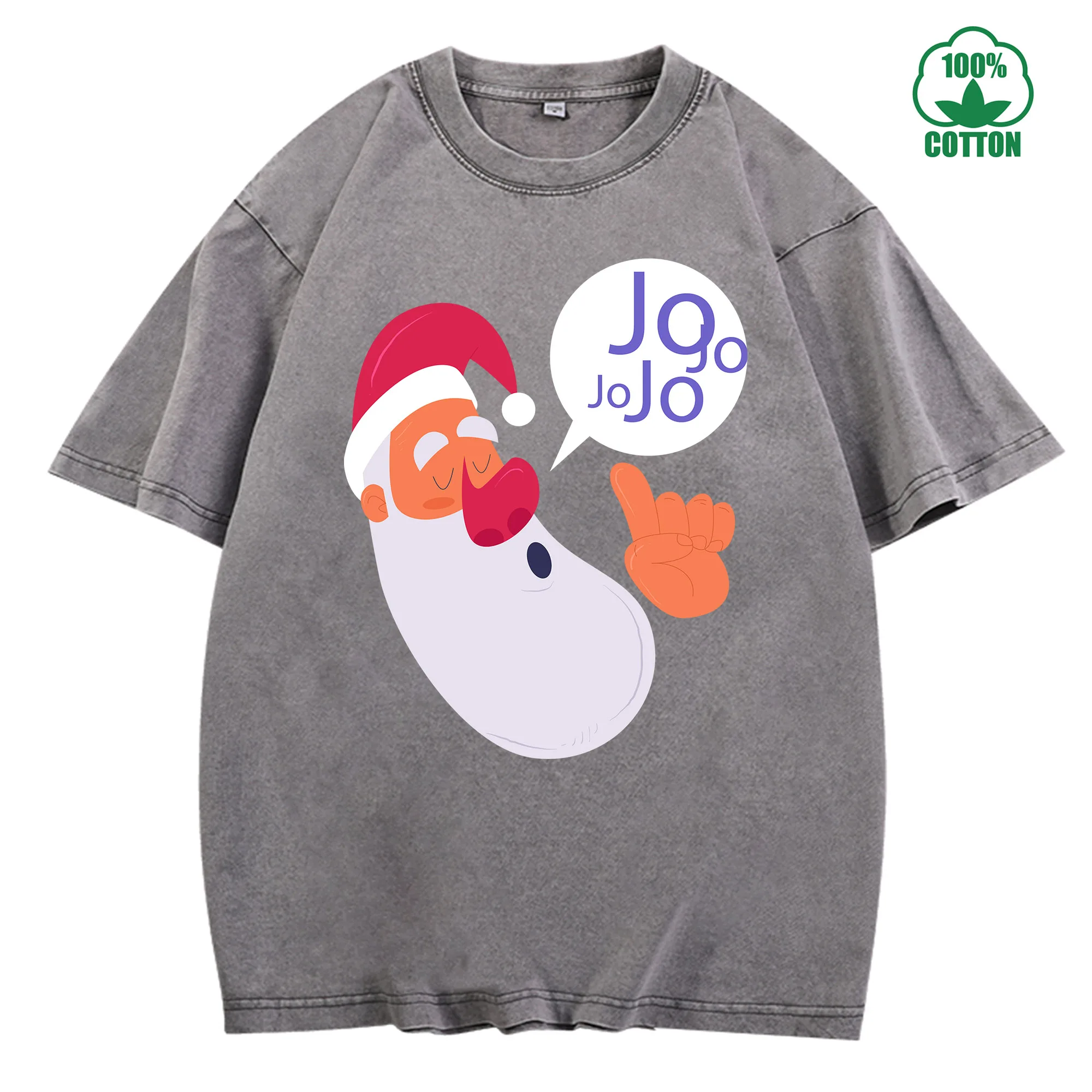 تي شيرت كلاسيكي مطبوع عليه رسومات سانتا كلوز المشاغب 230 جرام 100% قطن للجنسين ملابس خروج كبيرة الحجم مريحة