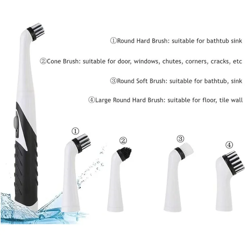 Cleaning brush, Sonic Scrubber, Cleaning Tool With 4 Brushes, Multifunctional Electric Cleaning Brush, Cleaning Tools, CleaningM