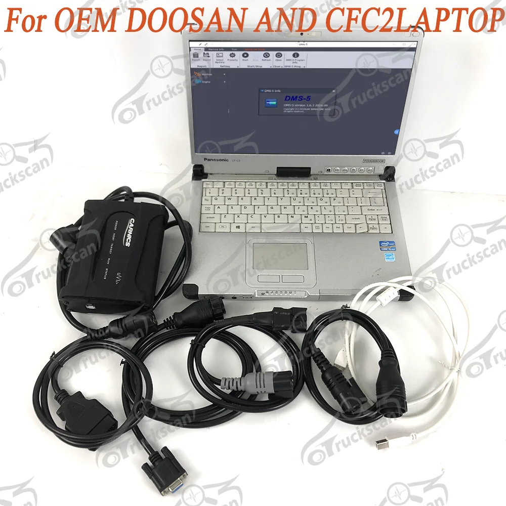 2024 Truck Diagnosis Scanner for Doosan Diagnostic Forklift Excavator Loader Tool Heavy Duty with Toughbook CFC2Laptop