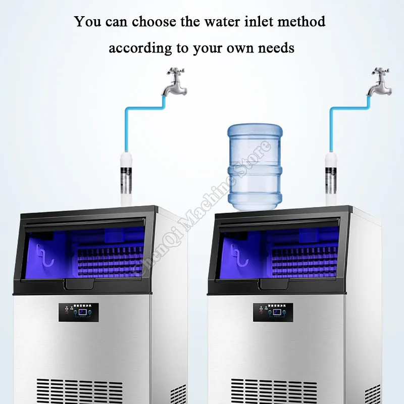 ماكينة صنع الثلج المربعة لمتجر شاي الحليب ماكينة صنع الثلج المربعة الذكية برميل مياه الصنبور ماكينة صنع الثلج ذات الاستخدام المزدوج
