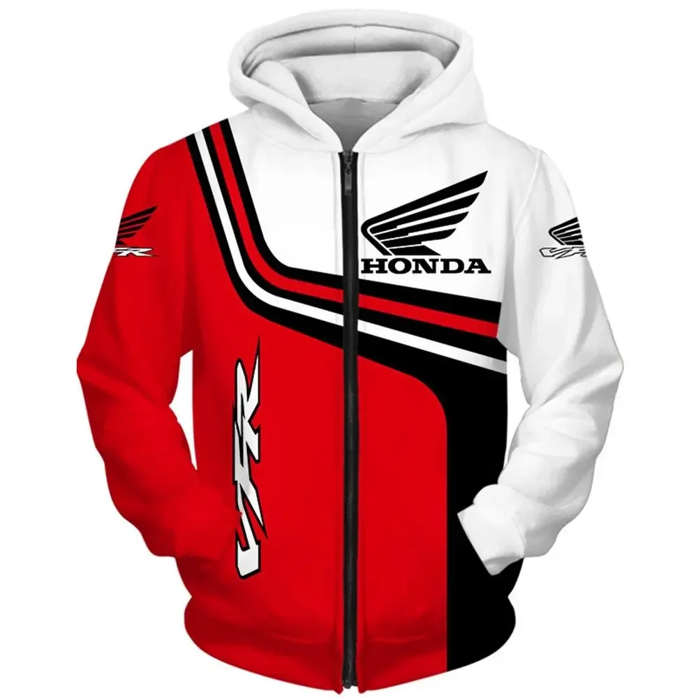 

Spring Fashion Honda Motorcycle Hoodie, Men's Cardigan Jacket, Thin Full Zipper, 3D-Printed Men's Honda Logo Clothing