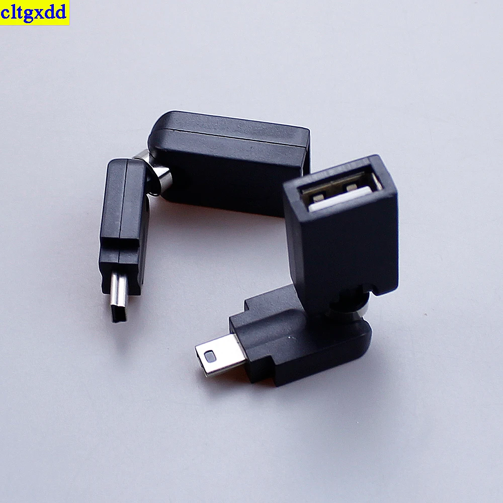 Cltgxdd 1 pezzo angolo di rotazione di 360 gradi mini 5 pin a USB 2.0 cavo dati adattatore OTG per auto, lettore di schede USB esterno di navigazione