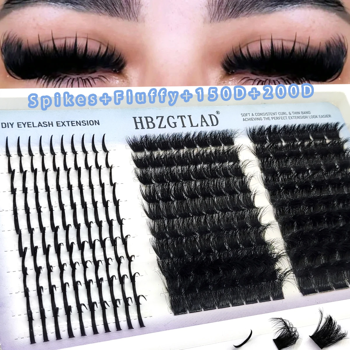 Neue FluffyLash Cluster Wimpern 300D-60D – Untere Wimpern + Thorn Cluster Fairy Manga Wimpern – Verlängerte Cluster-Wimpern mit Spike-Effekt, wiederverwendbar