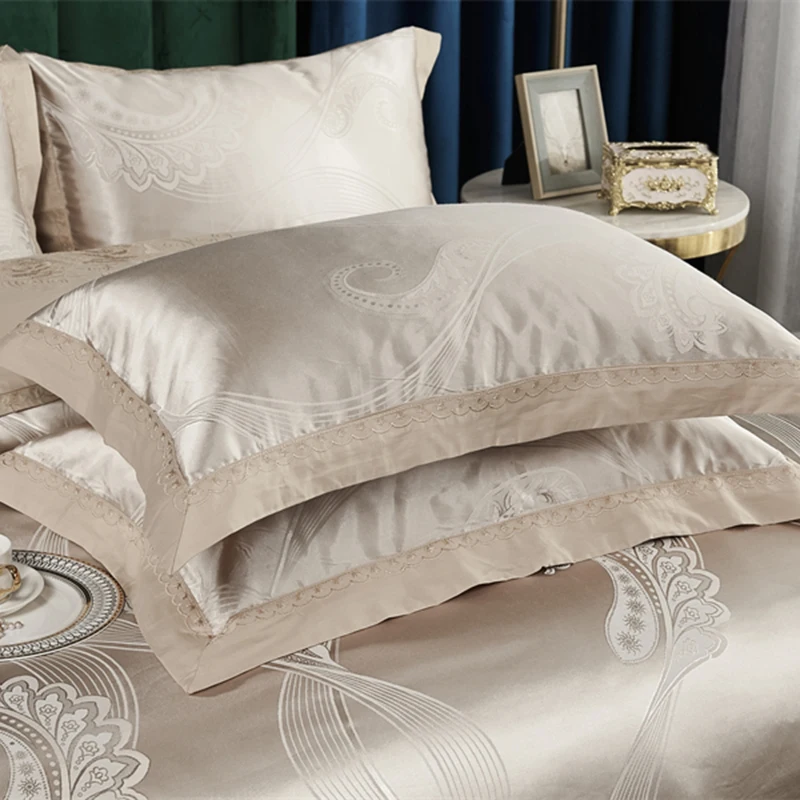Cotton Bedding Set Jacquard King Size Luxury European Wedding Bedding Sets Queen American Satin Double Duvet Cover Set 220x240