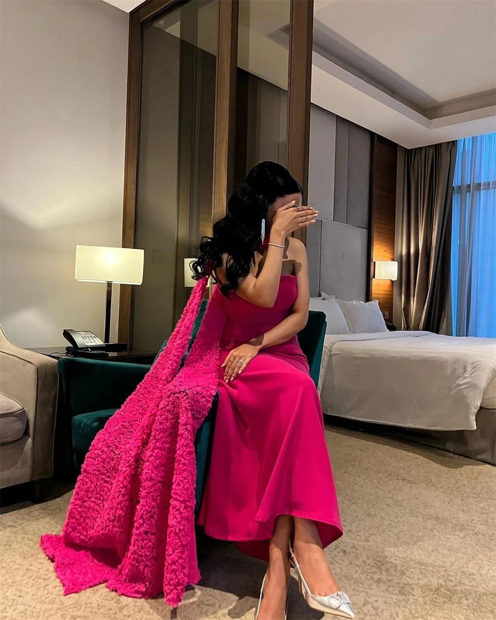 Floral Strapless Long Bespoke Occasion Gown Evening Dresses Pastrol Unisex Jersey Retro Dubai Saudi Arabic Prom Customized