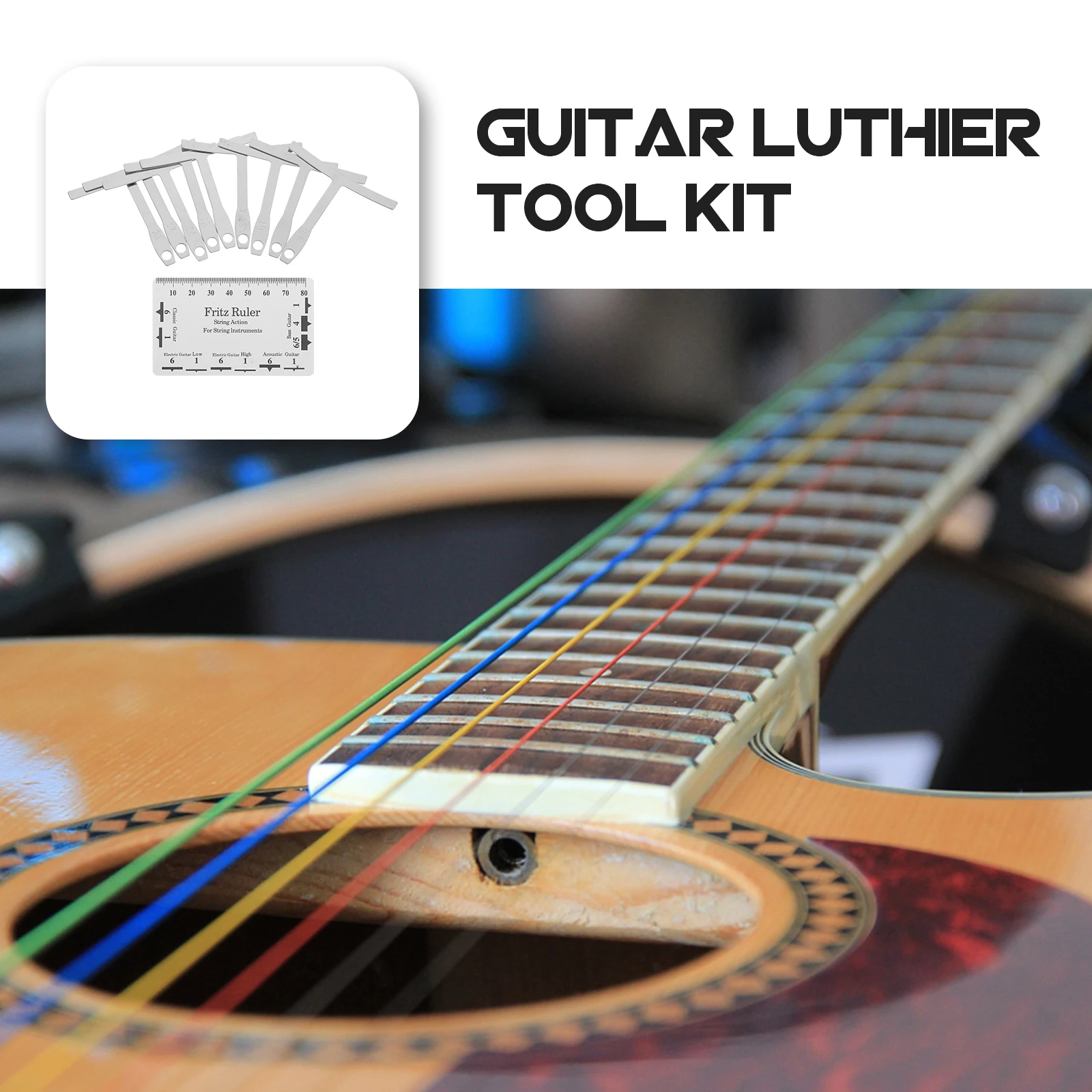 

String Height Measurement Ruler Guitar Bass Luthier Tool Set Plastic Adjustment Radius Gauge String Action Gauge Understring
