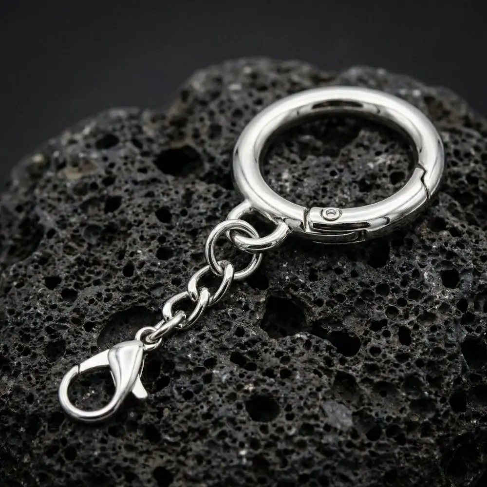 10Pcs Spring Ring Clasp Lobster Claw Clasps Keychain Clip Mirror Polish 25mm Keyring Split Ring Solid Color Art craft Key Chains