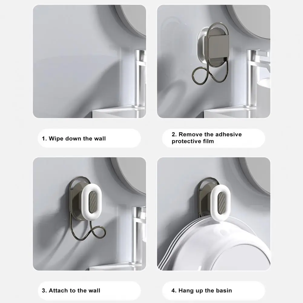 Washbasin Hook Slide Adjust Washbasin Hook Versatile Wall Mounted Hooks Strong Waterproof Hair Dryer Holder for Kitchen